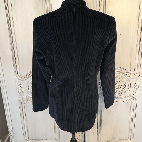 The J. Peterman Company 100% Cotton Deep Blue Corduroy Collarless Blazer Classic - Picture 7 of 11